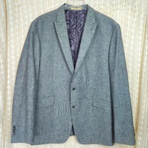Joseph Abboud Joe Slim Fit Unstructured Linen Blazer Gray Suit Jacket Size 46R